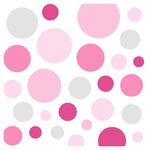 Little Deco Wandsticker 86 Punkte Kinderzimmer Mädchen Kreise | rosa pink hellgrau | viele Farben Wandtattoo Klebepunkte Wandaufkleber Dots bunt DL390 von Wandaro