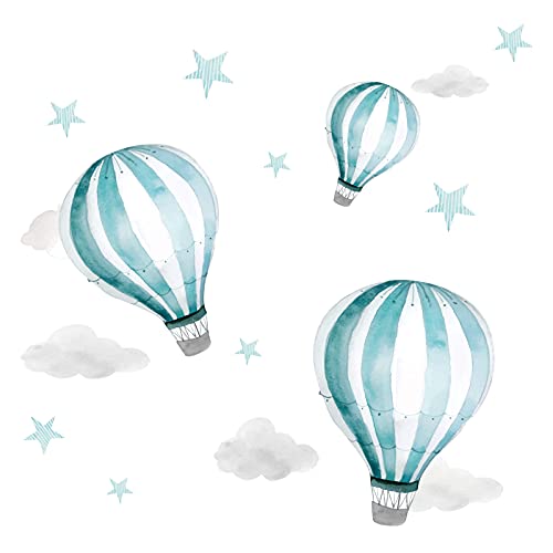 Little Deco Wandsticker Kinderzimmer Ballon I Wandbild 68 x 34 cm (BxH) I Sterne Wandtattoo Spielzimmer Baby Sticker mint Schlafzimmer Wanddeko DL539-29 von Wandaro