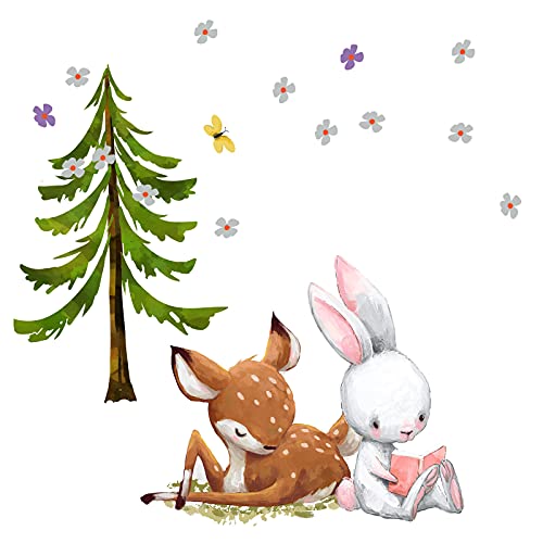 Little Deco Wandtattoo Wandsticker Kinderzimmer Tiere Wald Reh Wandaufkleber Babyzimmer Wanddeko Junge Mädchen Sterne Baby Schlafzimmer Kleinkind DL315-18 von Wandaro