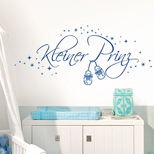 Wandaro Wandtattoo Kinder Sterne Kleiner Prinz I hellblau (BxH) 100 x 37 cm I Kinderzimmer Babyzimmer Jungen Aufkleber Wandsticker Wandaufkleber Buchstaben E034 von Wandaro