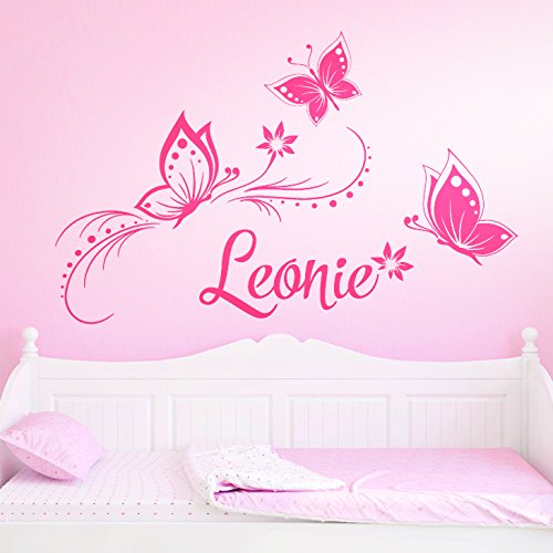 Wandaro Wandtattoo Wunschname mit Blüten & Schmetterlingen I Gold (BxH) 84 x 57 cm I Kinderzimmer Wandsticker Wandaufkleber Aufkleber Sticker Baby W3275 von Wandaro