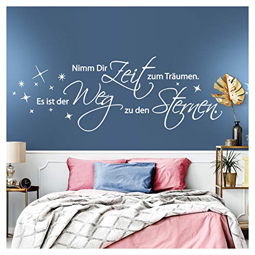 Wandaro Wandtattoo Zitat Nimm dir Zeit zum träumen I Mittelgrau (BxH) 130 x 38 cm I Schlafzimmer Kinderzimmer Wandaufkleber Wandsticker Aufkleber Sticker W3261 von Wandaro