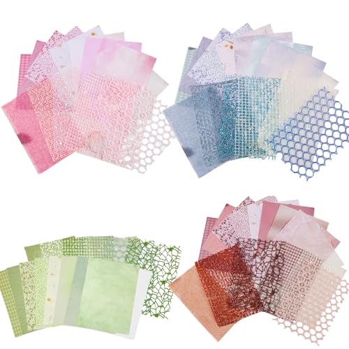 Scrapbook Papier, 60 Stück Lace Mesh Handgemachtes Strukturiertes Papier, 18*13cm Gemustertes Dekoratives Scrapbooking Papier für Journaling Kartenherstellung, Geschenkpapier Dekoration von WanderGo