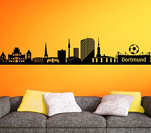 Wandora Wandaufkleber Skyline Dortmund Stadt I schwarz (BxH) 100 x 18 cm I Wandsticker Wohnzimmer Wandtattoo Kinderzimmer Junge Aufkleber Sticker G148 von Wandora