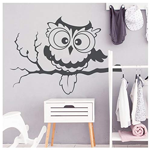 Wandtattoo Eule auf einem Ast Wandsticker Kinderzimmer / 26 grau / 35 cm hoch x 50 cm breit von Wandtattoo Loft