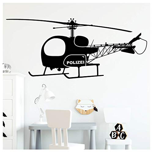 Wandtattoo Hubschrauber Flugzeug Wandaufkleber Kinderzimmer / 13 lichtblau / 55 cm hoch x 129 cm breit von Wandtattoo Loft