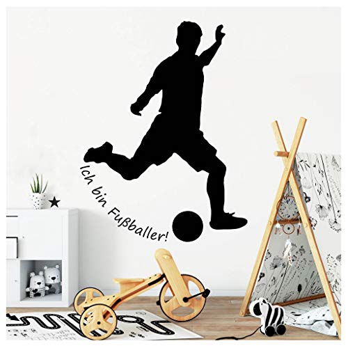 Wandtattoo Ich bin Fußballer Kinderzimmer Junge mit Fußball Wandaufkleber / 24 schwarz / 55 cm breit x 73 cm hoch von Wandtattoo Loft