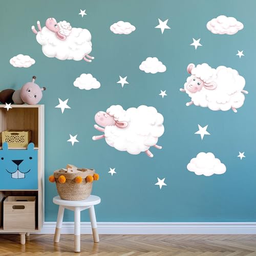 Wandtattoo Kinderzimmer Schafe Schäfchen Wolken Schäfchenwolken Dekoration Babyzimmer von Wandtattoo Loft