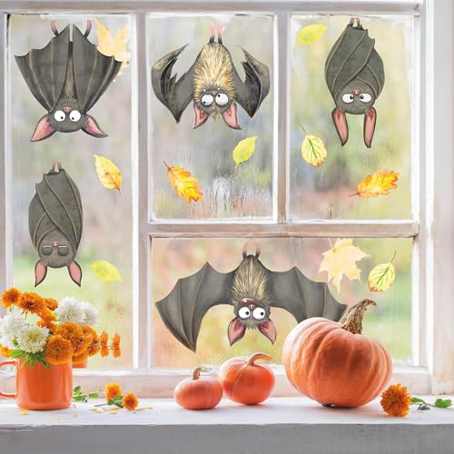 Wandtattoo Loft Fensterbild Herbst Fledermäuse herunterhängend Halloween Blätter Fensterdeko Kinderzimmer Fensterfolie Fensterdekoration, 1. A4 Bogen von Wandtattoo Loft