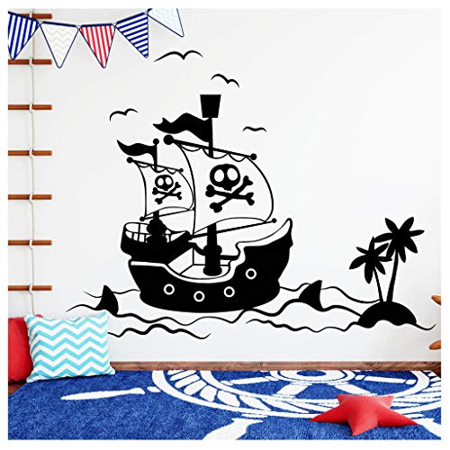 Wandtattoo Loft Piratenschiff mit Schatzinsel Wandtattoo Kinderzimmer Wandaufkleber / 30 Farben / 3 Größen von Wandtattoo Loft