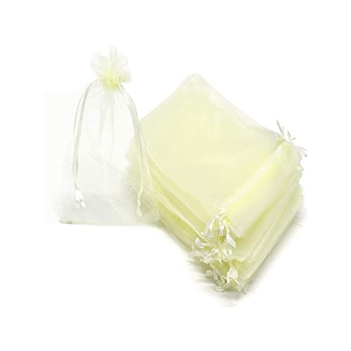 100 Stück Organzasäckchen Organzabeutel Säckchen Geschenkbeutel Säckli,10 x 15 cm Hochzeit Säckchen Organza Beutel Schmuckbeutel Bonbonsbeutel Geschenksäckchen für Hochzeit,Milch weiß von Wanfoou