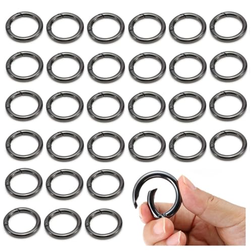 Ring Karabiner,40 Stück Runde Karabiner Rund Karabinerhaken 28 mm Schlüsselringe kleine karabinerhaken Für den Alltag am Rucksack oder am Schlüsselbund,DIY Handwerk Karabiner(Schwarz) von Wanfoou