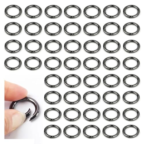 Ring Karabiner,40 Stück Runde Karabiner Rund Karabinerhaken Wanfoou 20 mm Schlüsselringe kleine karabinerhaken Für den Alltag am Rucksack oder am Schlüsselbund,DIY Handwerk Karabiner(Schwarz) von Wanfoou