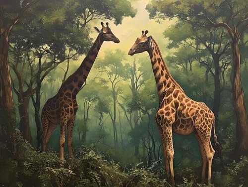 Giraffe Baum Malen Nach Zahlen Kinder, Bastelset Erwachsene Frauen Paint by Numbers, DIY Faltenfreie Leinwand, mit Pinseln und Acrylpigment-Kunstwerk Set, Zimmer Deko Mädchen Geschenk 50x70cm W-495 von Wangdoud