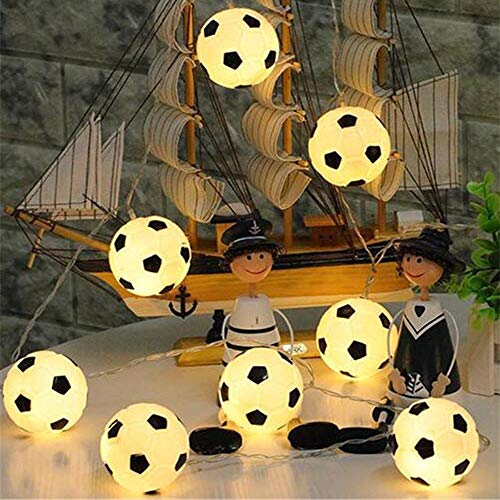 Wankd Fußball Lampion Lichterkette mit 10 LED’s, Batteriebetrieben Warmweiß Fußball String Lichter für Themenparty, Inneneinrichtung, Geschenke, Festival (1M) von Wankd