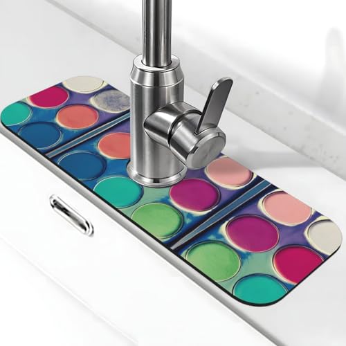 Runde Farbpalette, Wasserhahn-Saugnapf, Küchen-Trockenmatte, Schutz für Waschbecken, Arbeitsplatten, ideal für Küche, Café von Wanlon