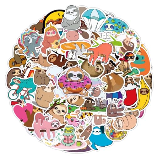 Wanmu 100 Stück Faultier Aufkleber Tiersticker Aufkleber süße Cartoon Tier Vinyl Aufkleber Faultier Liebhaber für Kinder Mädchen Fotoalbum Scrapbooking Geschenke von Wanmu