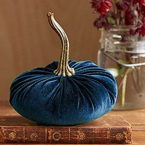 Deko Kürbis Samt Samtstoff Handgemachte Samt Kürbisse Deko Super Weicher Gefüllter Kürbis mit Exquisiten Bloggerstyle neu ca. 15 cm (Blau) von Wanshop