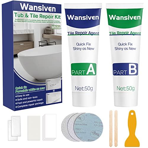 Fliesenreparaturset Weiß, 100g Emaille Reparatur Set, Wasserdichtes Und Auslaufsicheres Keramik Reparatur Set, Waschbecken Reparaturset Zum Reparieren Von Kratzern, Löchern, Rissen von Wansiven