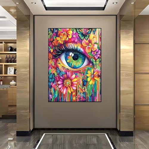 5D Diamant Painting Bilder Blume Diamond Painting Augen Diamond Painting Erwachsene, Mosaikherstellung DIY Runde Drill Diamant Painting Set für Anfänger und Kinder für Haus Dekoration 50x70 cm G-O von Wanziho