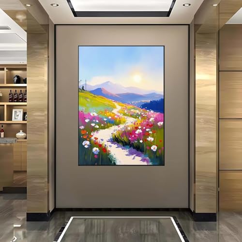 5D Diamant Painting Bilder Blume Diamond Painting Berge Diamond Painting Erwachsene, Mosaikherstellung DIY Runde Drill Diamant Painting Set für Anfänger und Kinder für Haus Dekoration 50x70 cm 2-O von Wanziho