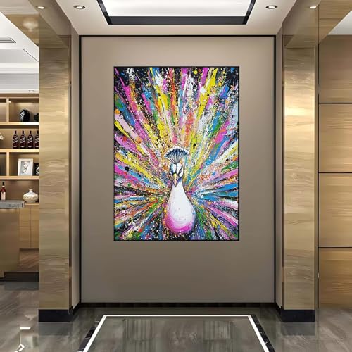 5D Diamant Painting Bilder Tier Diamond Painting Pfauen Diamond Painting Erwachsene, Mosaikherstellung DIY Runde Drill Diamant Painting Set für Anfänger und Kinder für Haus Dekoration 50x70 cm R-2 von Wanziho