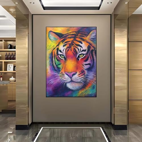 5D Diamant Painting Bilder Tier Diamond Painting Tiger Diamond Painting Erwachsene, Mosaikherstellung DIY Runde Drill Diamant Painting Set für Anfänger und Kinder für Haus Dekoration 50x70 cm C-6 von Wanziho