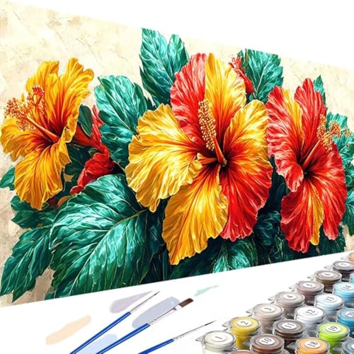 Blume Malen Nach Zahlen Erwachsene- DIY Handgemalt Ölgemälde Kit für Erwachsene Laub, Malen Nach Zahlen Kinder mit Pinseln und Acrylfarbe, Bastelset Erwachsene für Home Décor Ohne Rahmen, 60x120cm H-8 von Wanziho