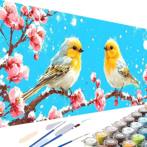 Blume Malen Nach Zahlen Erwachsene- DIY Handgemalt Ölgemälde Kit für Erwachsene Vogel, Malen Nach Zahlen mit Pinseln und Acrylfarbe - Bastelset Erwachsene, Home Wand Dekor (Ohne Rahmen), 90x180cm 5-s von Wanziho