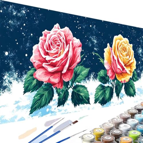 Blume Malen nach Zahlen Kinder ab 7 8 9 10 Jahre Mädchen, Malen nach Zahlen Erwachsene, Rose Malen-Nach-Zahlen Kinder Teenager s für Mädchen 8 Jahre Geschenk Malen nach Zahlen 40x80cm Ohne Rahmen Q-6 von Wanziho