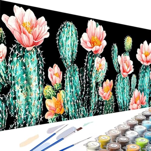 DIY Malen nach Zahlen Erwachsene Blume Malen nach Zahlen Kits auf Leinwand Kaktus, Malen nach Zahlen Kunsthandwerk Geschenk mit Pinseln und Acrylfarbe für Home Wall Decorr 70x140cm (Ohne Rahmen) 6-5 von Wanziho