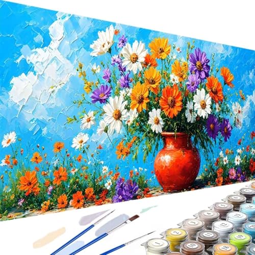 DIY Malen nach Zahlen Erwachsene Gänseblümchen Malen nach Zahlen Kits auf Leinwand Blume, Malen nach Zahlen Kunsthandwerk Geschenk für Home Wall Decor 40x80cm (Ohne Rahmen) W-5 von Wanziho