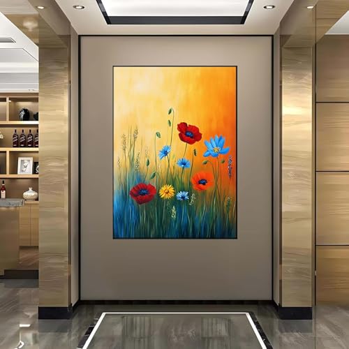 Diamond Painting Blume, Diamond Painting Erwachsene groß xxl 100X135 cm Diamant Painting Bilder Pflanzen, DIY 5D Runde Full Drill Diamant Painting Bastelset Erwachsene für Home WandDeko Geschenk 5-2 von Wanziho