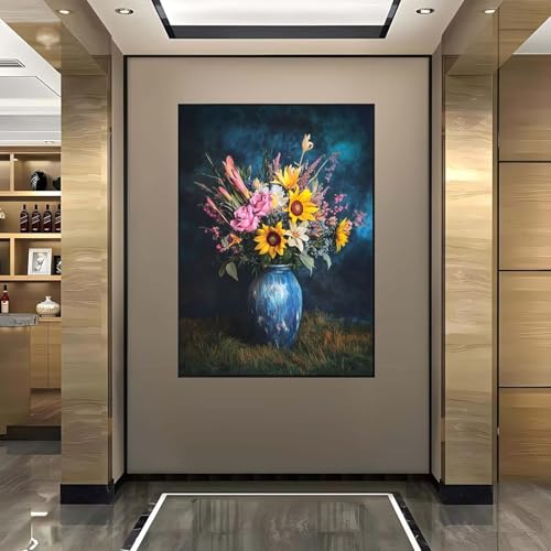 Diamond Painting Blume, Diamond Painting Erwachsene groß xxl 100X135 cm Diamant Painting Bilder Sonnenblumen, DIY 5D Runde Full Drill Diamant Painting Bastelset Erwachsene, Home WandDeko Geschenk 4-Q von Wanziho