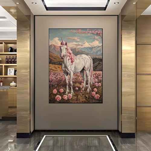 Diamond Painting Blumen, Diamond Painting Erwachsene groß xxl 100X135 cm Diamant Painting Bilder Einhorn, DIY 5D Runde Full Drill Diamant Painting Bastelset Erwachsene für Home WandDeko Geschenk 9-N von Wanziho