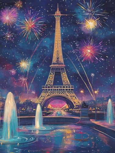 Diamond Painting Eiffelturm, Diamond Painting Erwachsene groß xxl 100X135 cm Diamant Painting Bilder Landschaft, DIY 5D Runde Full Drill Diamant Painting Bastelset Erwachsene für Home WandDeko 6-O von Wanziho