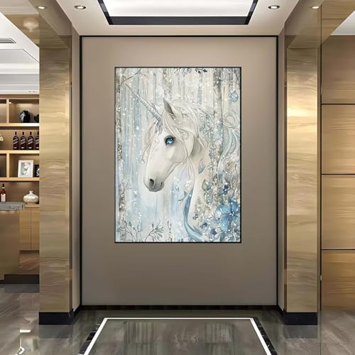 Diamond Painting Einhörner, Diamond Painting Erwachsene groß xxl 100X135 cm Diamant Painting Bilder Tier, DIY 5D Runde Full Drill Diamant Painting Bastelset Erwachsene für Home WandDeko Geschenk Y-1 von Wanziho