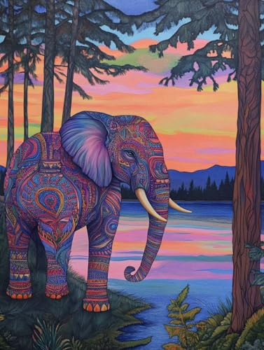 Diamond Painting Erwachsene, 5D Diamond Painting Elefant Diamant Painting Bilder Tier, Diamond Painting Kinder DIY Runde Drill Crystal Strass Stickerei Painting für Haus Wanddeko Geschenk 20x30 cm 2-8 von Wanziho