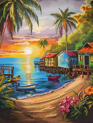 Diamond Painting Erwachsene, 5D Diamond Painting Landschaft Diamant Painting Bilder Strand, Diamond Painting Kinder DIY Runde Drill Crystal Strass Stickerei Painting für Haus Wanddeko 30x40 cm 9-M von Wanziho