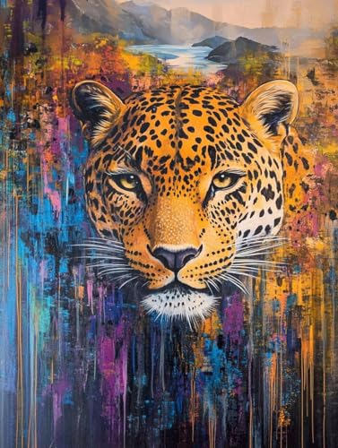 Diamond Painting Erwachsene, 5D Diamond Painting Leopard Diamant Painting Bilder Tier, Diamond Painting Kinder DIY Runde Drill Crystal Strass Stickerei Painting für Haus Wanddeko Geschenk 20x30 cm T-7 von Wanziho