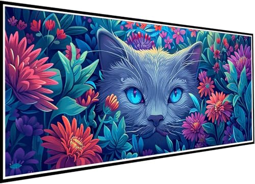 Diamond Painting Erwachsene Katze, 5D Diamant Painting Bilder Blume DIY Diamant Kunst Malerei Stickerei Set für Kinder Anfänger, Mosaikherstellung Bastelset Erwachsene für Haus Wanddeko 40x95cm 39-pG von Wanziho