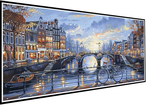 Diamond Painting Erwachsene Stadt, 5D Diamant Painting Bilder Straße DIY Diamant Kunst Malerei Stickerei Set für Kinder Anfänger, Mosaikherstellung Bastelset Erwachsene für Haus Wanddeko 40x95cm 81-pG von Wanziho