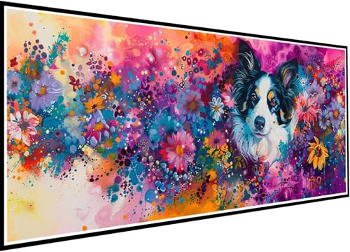 Diamond Painting Erwachsene Tier, 5D Diamant Painting Bilder Hund DIY Diamant Kunst Malerei Stickerei Set für Kinder Anfänger, Mosaikherstellung Bastelset Erwachsene für Haus Wanddeko 35x80cm 29-p7 von Wanziho