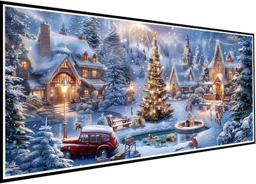 Diamond Painting Erwachsene Winter, 5D Diamant Painting Bilder Kleine Stadt DIY Diamant Kunst Malerei Stickerei Set für Anfänger, Mosaikherstellung Bastelset Erwachsene für Haus Wanddeko 35x80cm 35-p2 von Wanziho