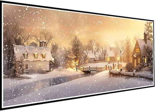 Diamond Painting Erwachsene Winter, 5D Diamant Painting Bilder Kleine Stadt DIY Diamant Kunst Malerei Stickerei Set für Anfänger, Mosaikherstellung Bastelset Erwachsene für Wanddeko 50x120cm 19-pF von Wanziho