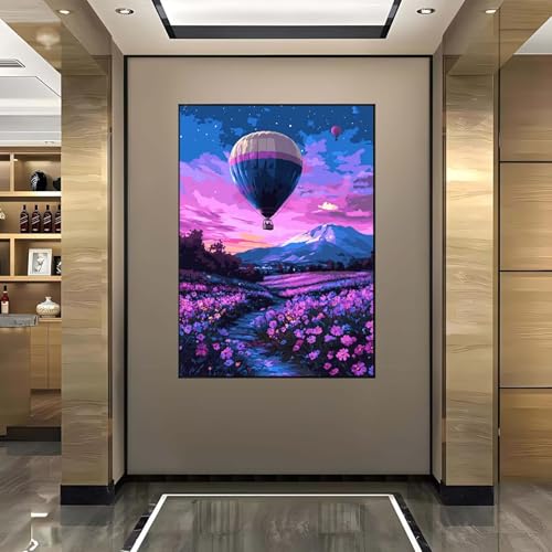 Diamond Painting Heißluftballon, Diamond Painting Erwachsene groß xxl 100X135 cm Diamant Painting Bilder Blumen, DIY 5D Runde Full Drill Diamant Painting Bastelset Erwachsene für Home WandDeko Z-I von Wanziho