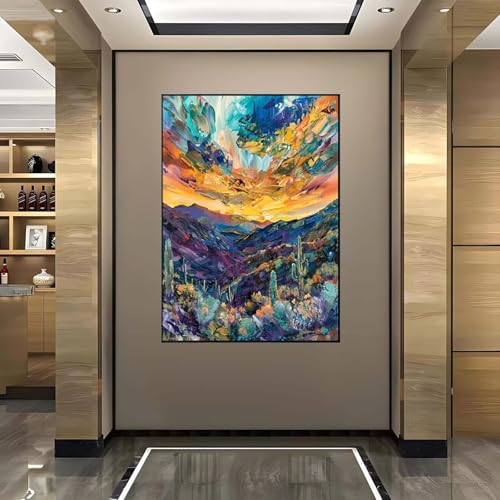 Diamond Painting Kaktus, Diamond Painting Erwachsene groß xxl 100X135 cm Diamant Painting Bilder Blumen, DIY 5D Runde Full Drill Diamant Painting Bastelset Erwachsene für Home WandDeko Geschenk 7-R von Wanziho