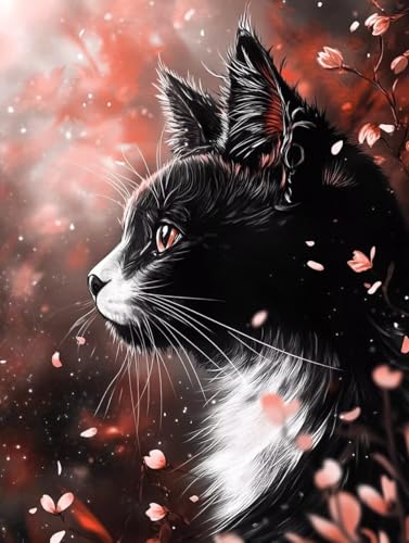 Diamond Painting Katze, Diamond Painting Erwachsene groß xxl 100X135 cm Diamant Painting Bilder Animal, DIY 5D Runde Full Drill Diamant Painting Bastelset Erwachsene für Home WandDeko Geschenk Q-J von Wanziho