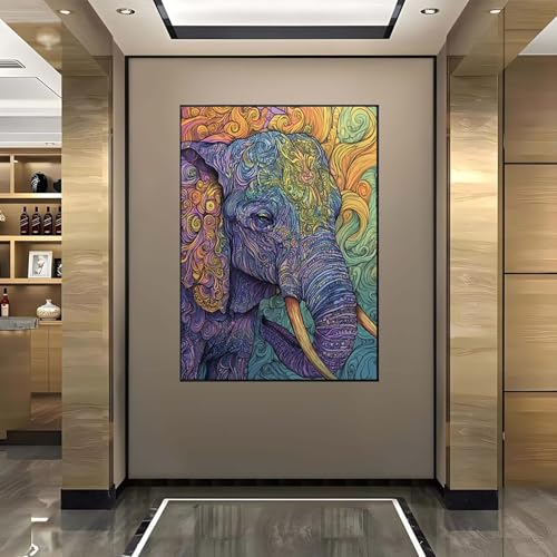 Diamond Painting Tier, Diamond Painting Erwachsene groß xxl 100X135 cm Diamant Painting Bilder Elefanten, DIY 5D Runde Full Drill Diamant Painting Bastelset Erwachsene für Home WandDeko Geschenk R-8 von Wanziho