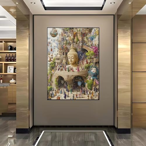 Diamond Painting Zen, Diamond Painting Erwachsene groß xxl 90x120 cm Diamant Painting Bilder Landschaft, DIY 5D Runde Full Drill Diamant Painting Bastelset Erwachsene für Home WandDeko Geschenk W-4 von Wanziho